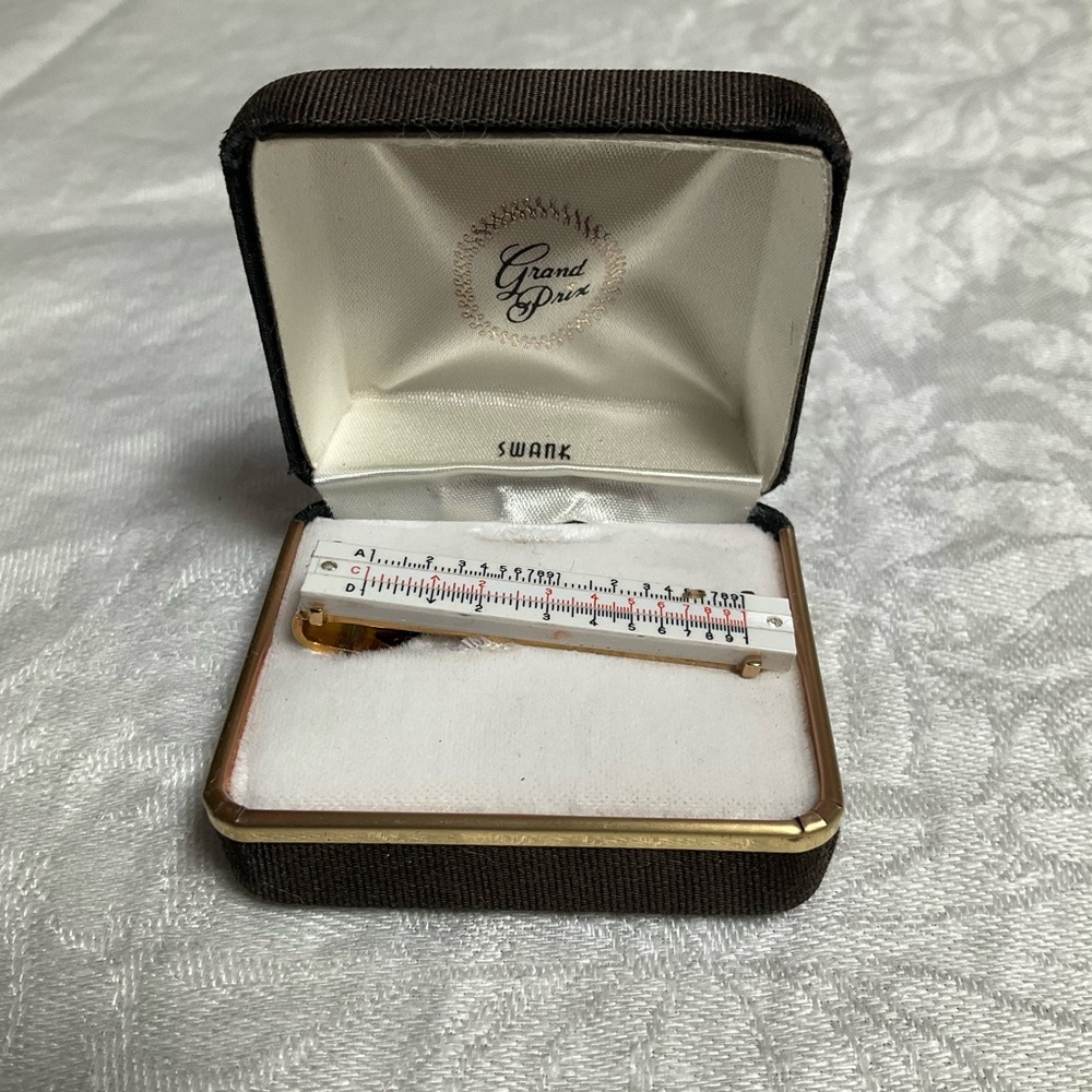 Vintage Swank Grand Prix Slide Rule Tie Bar